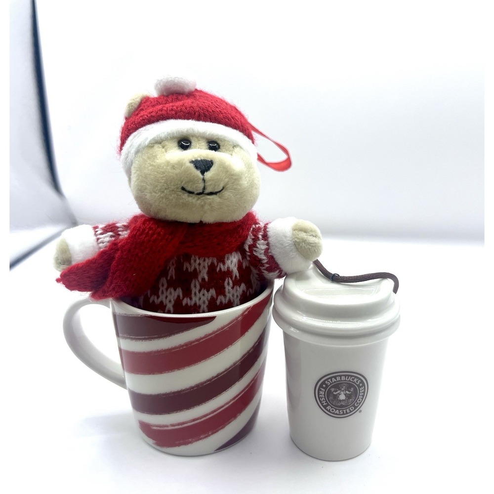 Starbucks Christmas Bundle Bear Ornament Coffee Cup Ornament Striped Espresso
